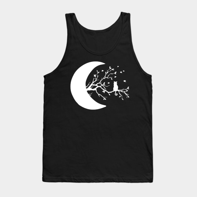 Cat watching the moon Tank Top by houdasagna